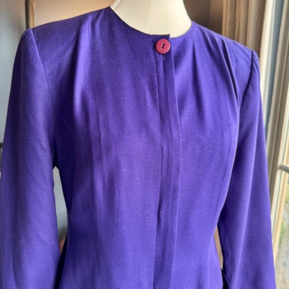 1980s Vintage 100% Silk Royal Purple Silk Skirt Suit Set - Picture 6 of 16